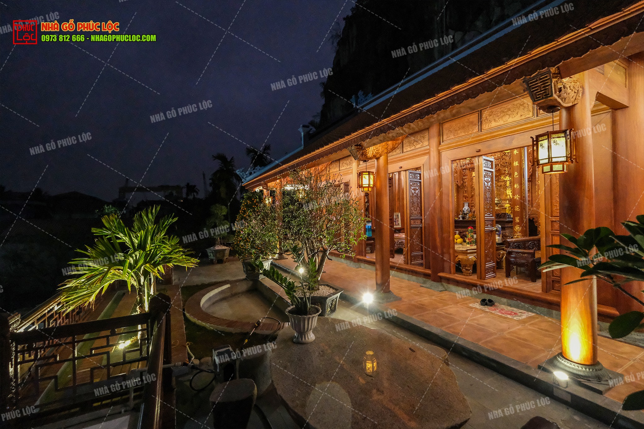 Vẻ đẹp của nhà 3 gian trên tầng 2 khi về đêm