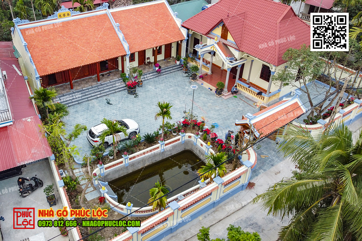 Khuôn viên sân vườn nhà lim kẻ truyền